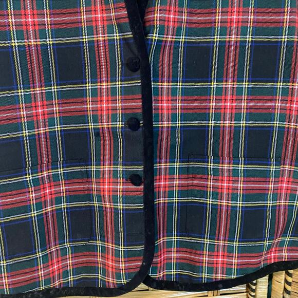 Vintage Talbots Tartan Plaid Button Vest Dark Academia Preppy Holiday Large - Picture 7 of 7